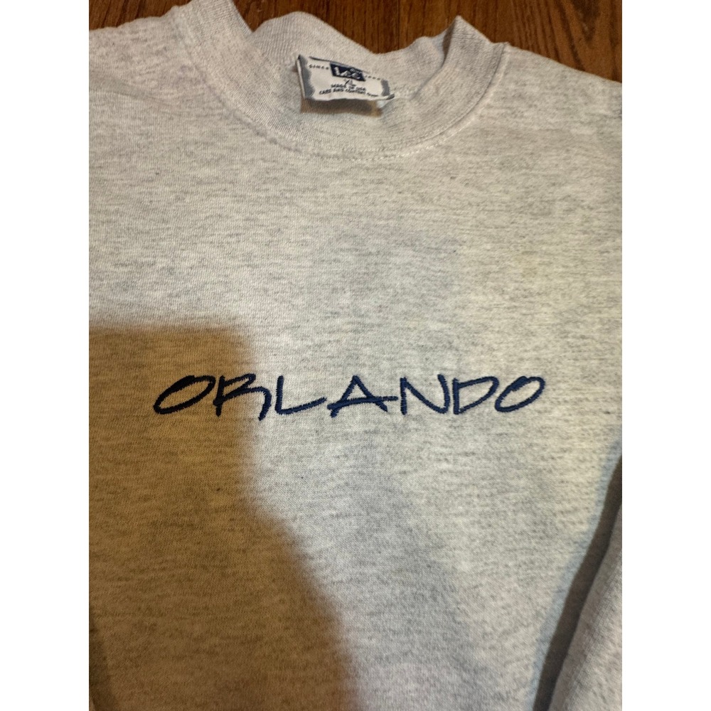 Vintage Lee Orlando Embroidered Sweatshirt Gray‎ XL Made in USA 90s Crewneck